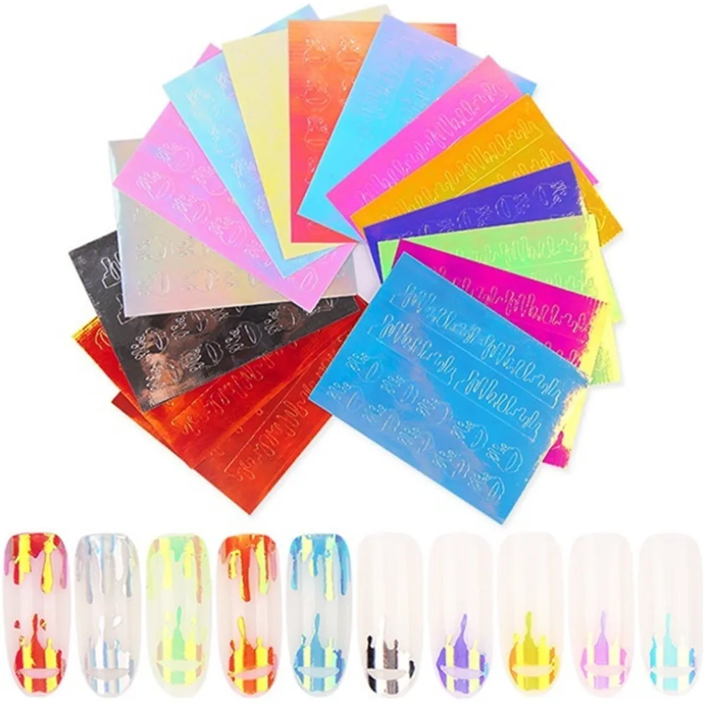 16 цветов/набор голографические наклейки для ногтей | Красота и здоровье