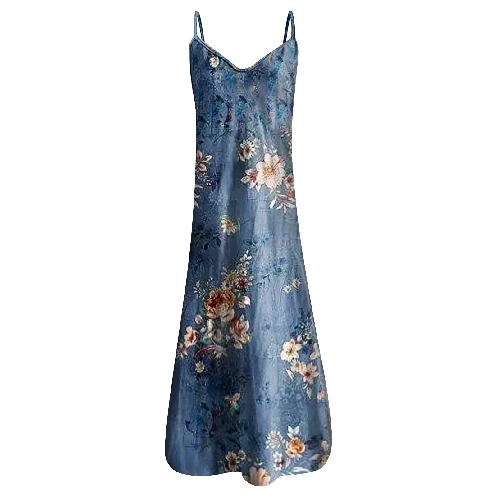 

Women V Neck Dress Fashion Printing Long Summer Spaghetti Strap Dress Party Elegant Casual Sleeveless Maxi Dresses Beach