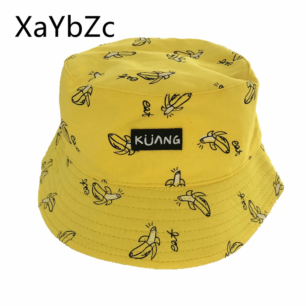 

Panama Bucket Hat Men Women Summer Bucket Cap Banana Print Yellow Hat Bob Hat Hip Hop Gorros Fishing Fisherman Hat