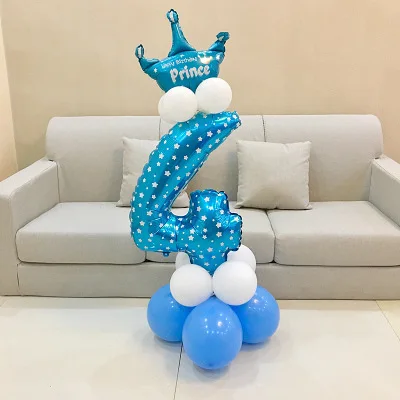 Blue 4 1 комплект воздушные шары в форме цифр номер Фольга воздушные шары на день рождения, свадьбу, Рождество вечерние Декор поставки на день рождения воздушные шары - Цвет: Blue 4