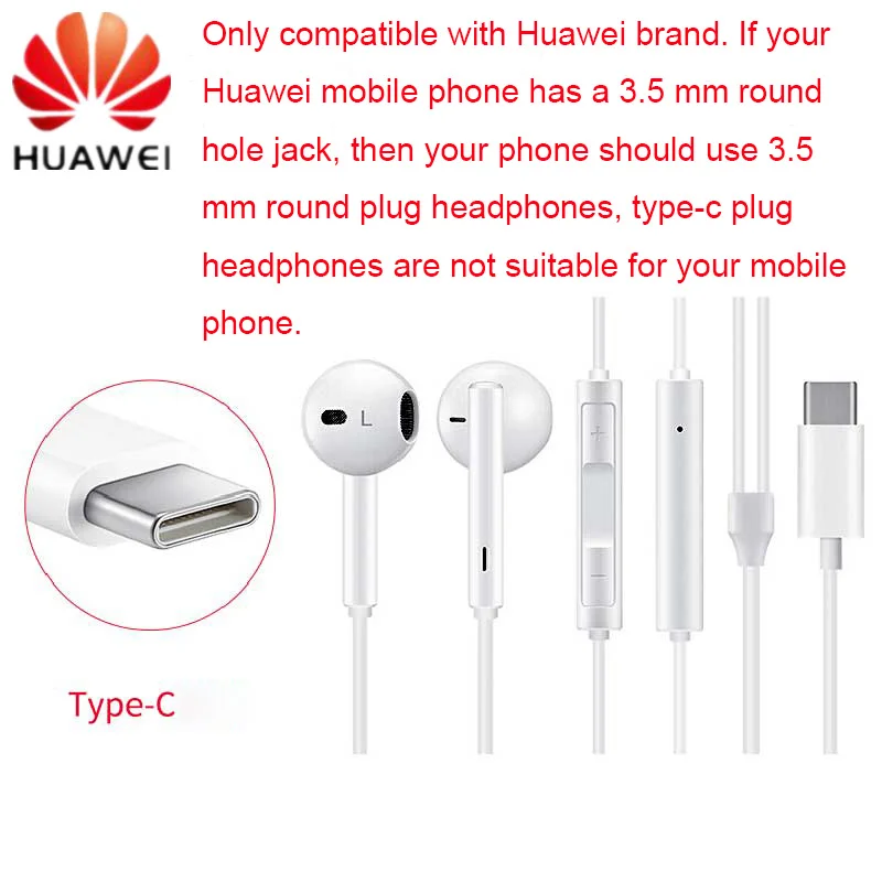 Оригинальные наушники HUAWEI CM33 вкладыши USB Type C с микрофоном громкость Mate 10Pro 20 X RS P20