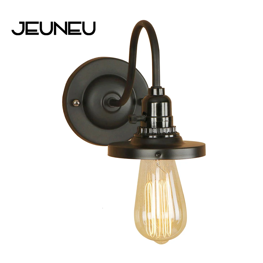 

Винтажная настенная Светодиодная лампа E27 в стиле ретро в сельском стиле, окрашенная железная настсветильник лампа черного цвета для корид...