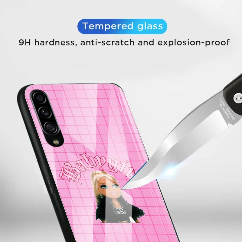 

Riccu Fashion Bratz Painted Tempered Glass Phone Case for Samsung A51 A50 A71 A70 A91 A10 Funda for M21 M31 M51 Cover Coque Bag