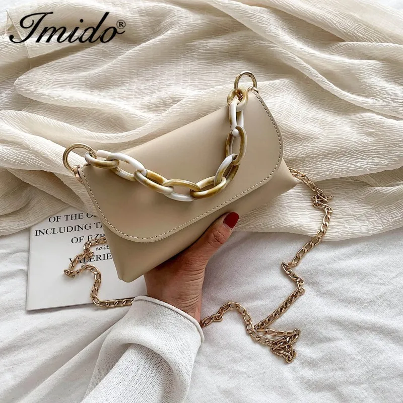 Стиль экокожа (полиуретан) кожаные сумки через плечо для женщин толстая цепочка