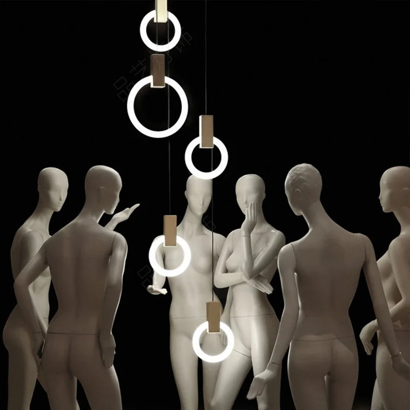 

A Nordic Chandelier Restaurant Lights Creative Individual Art Designer Individual LED Ring Staircase Bedroom Small Chandelier