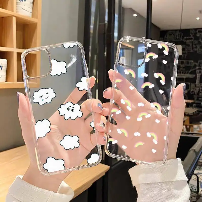 

Cartoon clouds Phone Case For iphone 13 12 11 8 7 plus mini x xs xr pro max Transparent soft