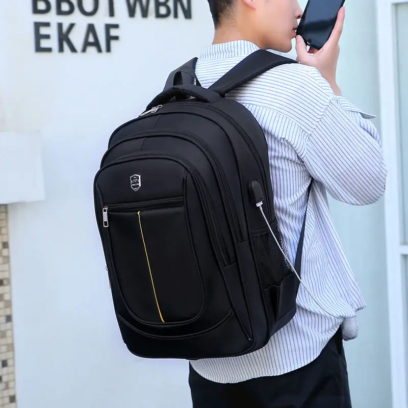 

Large Capacity Men Backpacks Travel Nylon Black School Bags for Teenage Middle High School Student Bagpack Laptop USB