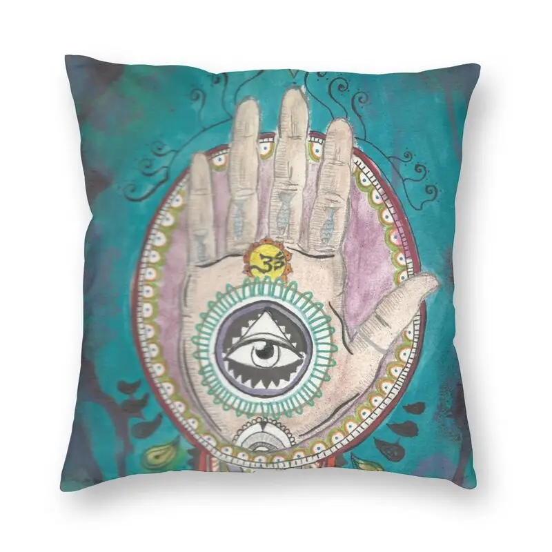 

Модная наволочка Hamsa Fatima в богемном стиле 40x40 см мягкая подушка с геометрическим рисунком для автомобиля квадратная наволочка домашняя деко...