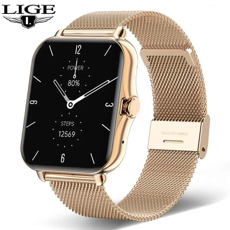 

LIGE 2021 Smart Watch Men Women 1.69 inch Color Screen IP67 Waterproof Sport Watches Heart Rate Monitor Smartwatches PK P8 plus