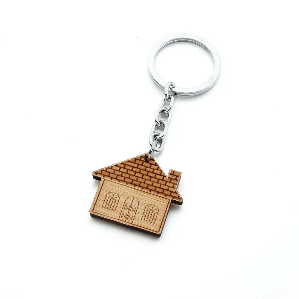 fashion house key chain wood keychain housewarming gift new home key ring decoration for women girls free global shipping