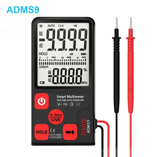 Ультра-портативный цифровой мультиметр BSIDE ADMS7 Большой 3,5 ''LCD 3-х строчный дисплей Вольтметр напряжения бесконтактная проверка напряжения переменного сопротивления Ом Гц тест - Цвет: ADMS9