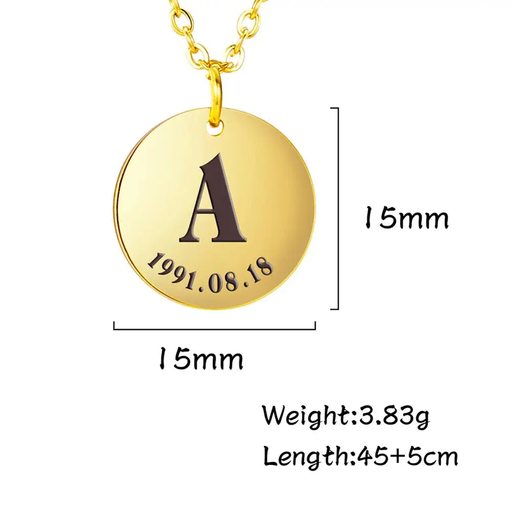 

COOLTIME Personalized Birthday Name Necklace Custom Stainless Steel Rose Gold Silver Color Necklaces 2021 Fashion Jewelry