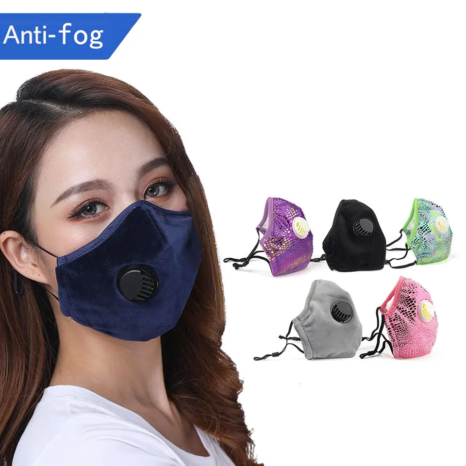 Противогрипная маска для рта 3D Модный черный цвет многоразовая моющаяся