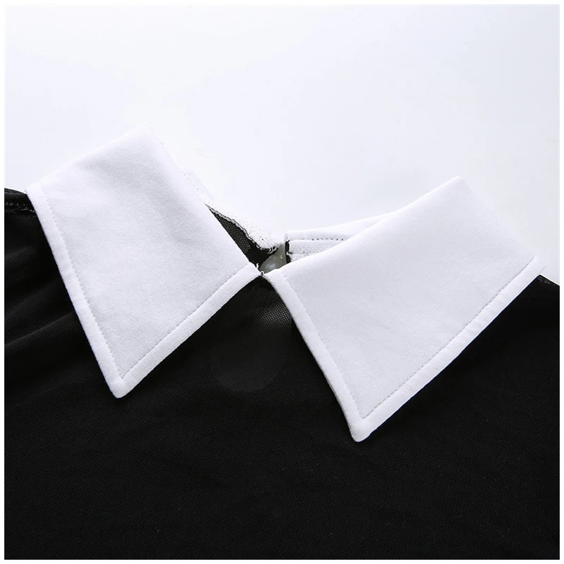 2019 Fashion New Women Sexy Bodysuit Perspective Mesh Turn-down Collar Shirt Long Sleeve Slim Jumpsuit | Женская одежда