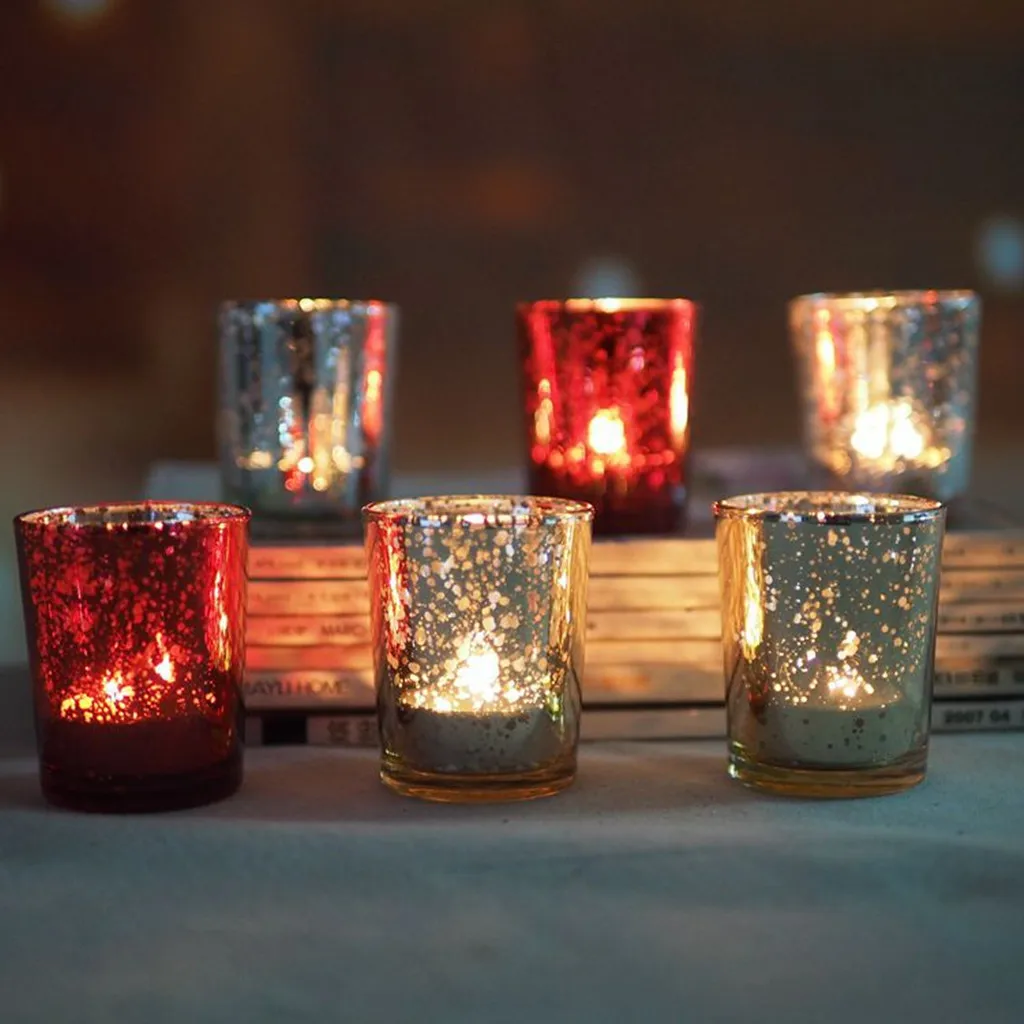 1 шт. подсвечник ртути Стекло свечи Tealight держатель для свадебной вечеринки отель