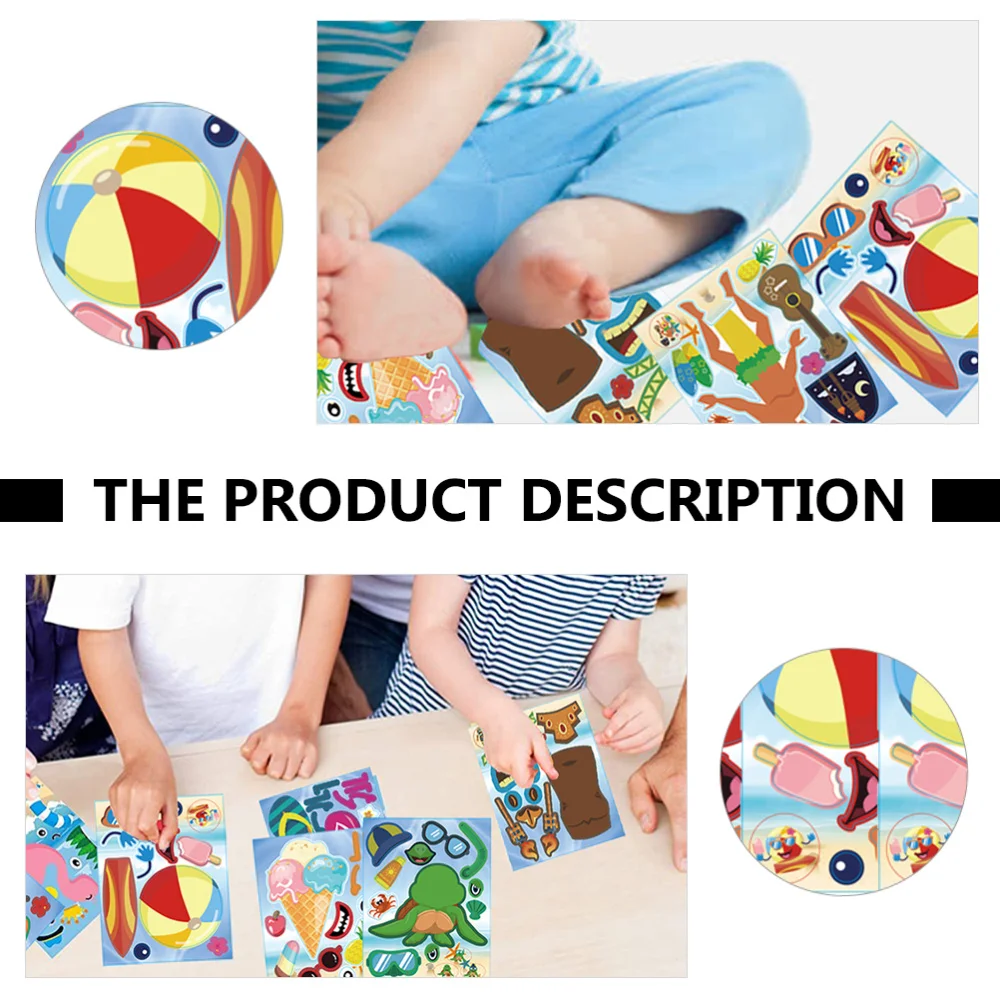 

20 Sheets Kids Craft Decal Stickers Gift Bag Label Decoration for Hawaii Party