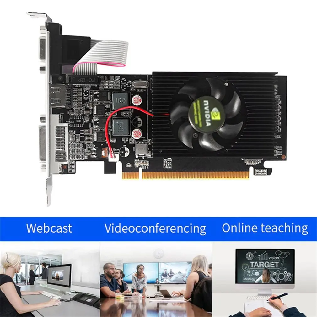 

GT210 1GB 64Bit Video Card NVIDIA DDR2 Graphics Cards GPU Desktop PC Dual-screen HD Graphics Half-height Knife Card In stock