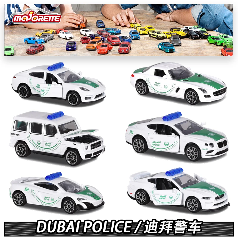 Majorette-supercoches de policía de Dubái para niños, vehículo de juguete Pop, modelo de Metal fundido a presión, 1/64