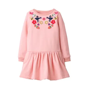 Платья для малышей; Одежда для девочек; Хлопковое платье с длинными рукавами для маленьких девочек; Цвет розовый; Платье принцессы для дня рождения; Костюм для детей; Одежда