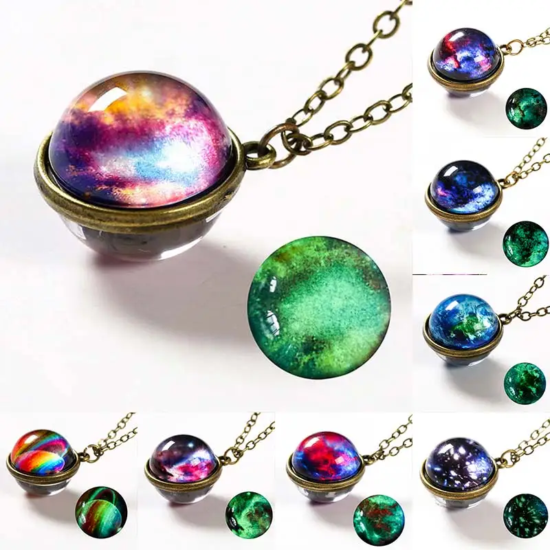 Уникальное ожерелье с кулоном в виде космической планеты новое двухстороннее