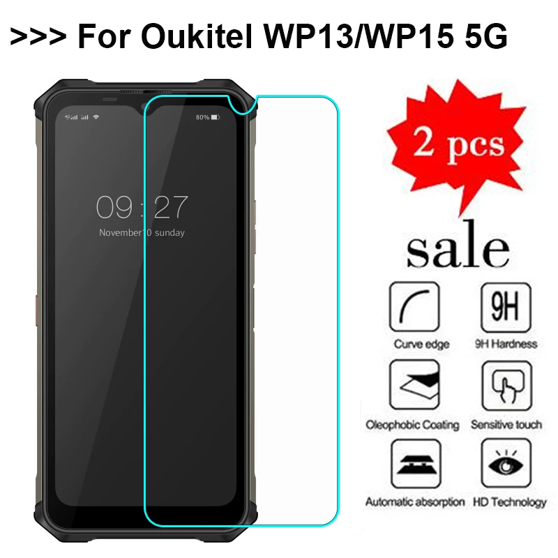 2PCS Tempered Glass For Oukitel WP13 OukitelWP13 5G Vidrio Protection Guard Film For Oukitel WP15 5G Phone Case Glass Protector