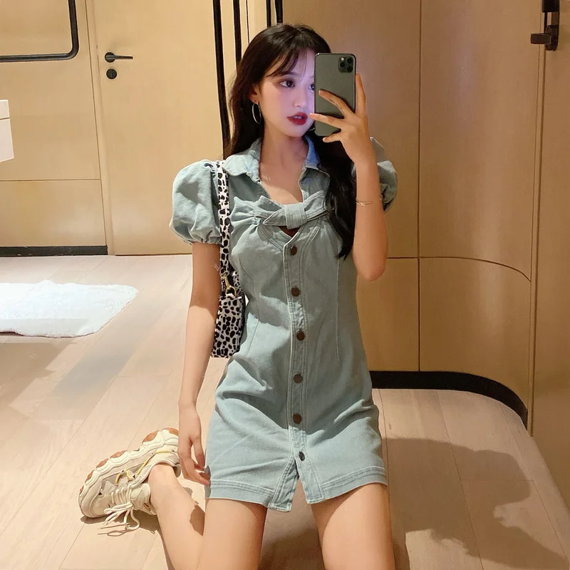 

ZOSOL 2020 Summer New French Retro Bow Waist Hugging Puff Sleeve Short-Height Elegant Computer