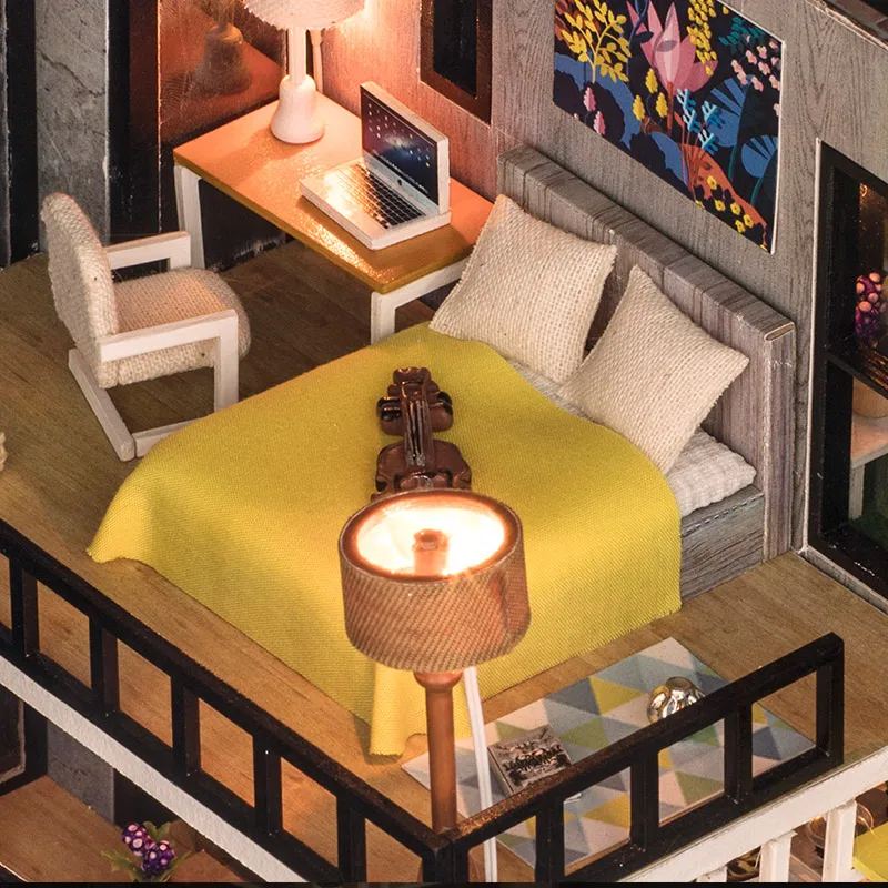 

Doll house Miniature Wooden House Toy Puzzle Dollhouse Diy Kit Doll House Furniture Model Christmas Gift Toy For Children