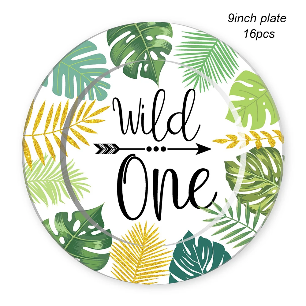 

114Pcs Wild One Disposable Tableware Birthday Party Decor Baby Shower Paper Plates Napkins Cups Jungle Safari Party Supplies
