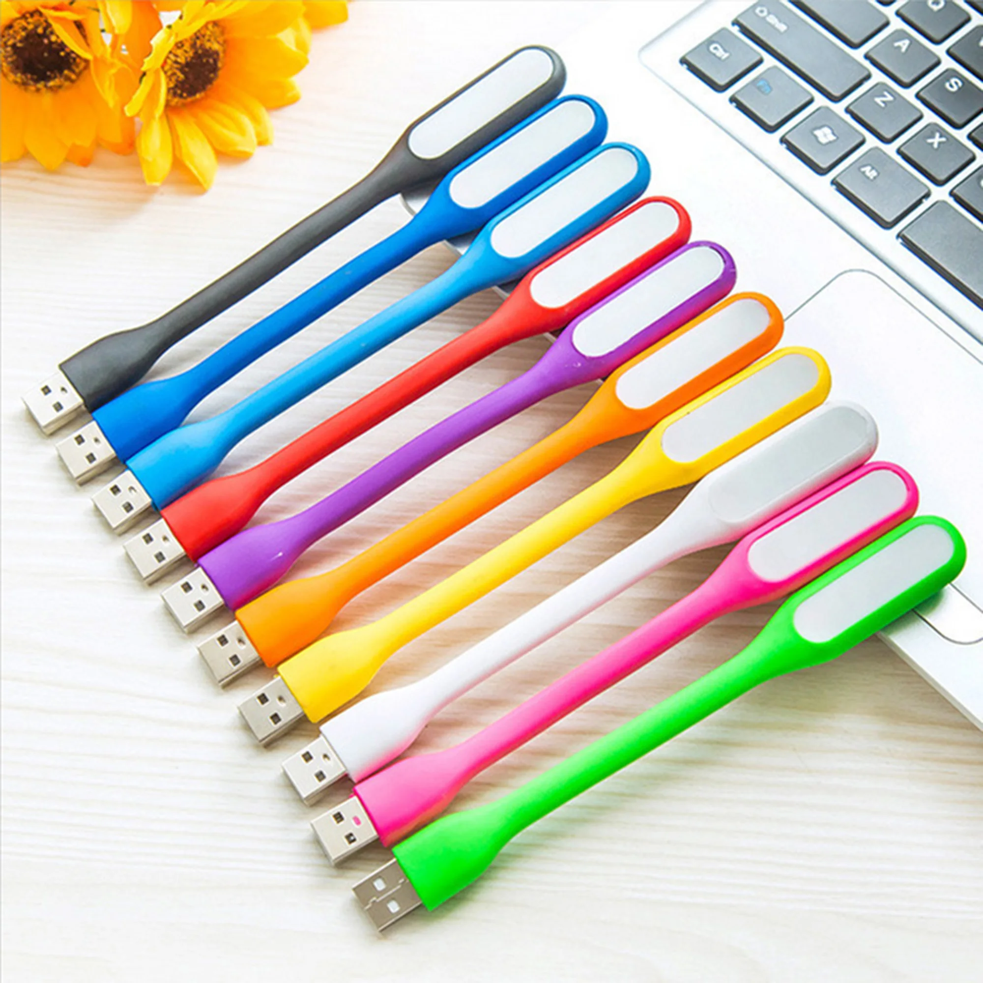 LED USB Lamp Light Power Bank Bendable Reading Lamp Computer USB Lights Gadgets Night Lights Computer Accessories Household Tool