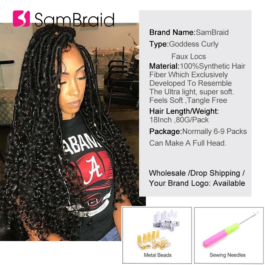Самкоса 18 дюймов Бохо крючком косы грязный искусственный кудрявый Locs