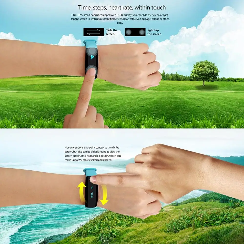 CUBOT V2 Multifunctional 0.88 Inch OLED Screen Smart Band Heart Rate Monitoring TPU Bracelet | Электроника
