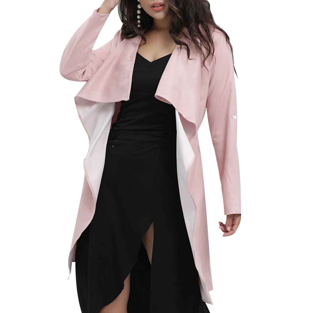 

Women's Fall Streetwear Trench Hipster Europe And The United States Collage Long Sleeve Lapel Slim Shape Coat Windbreaker