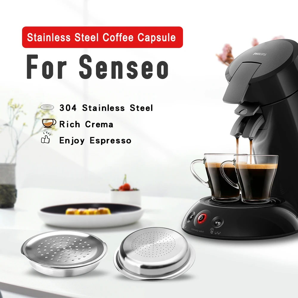 Recafimil Reusable Coffee Capsule for Senseo Crema Pod Refillable Filters Stainless Steel Machine Cup with Tamper | Дом и сад