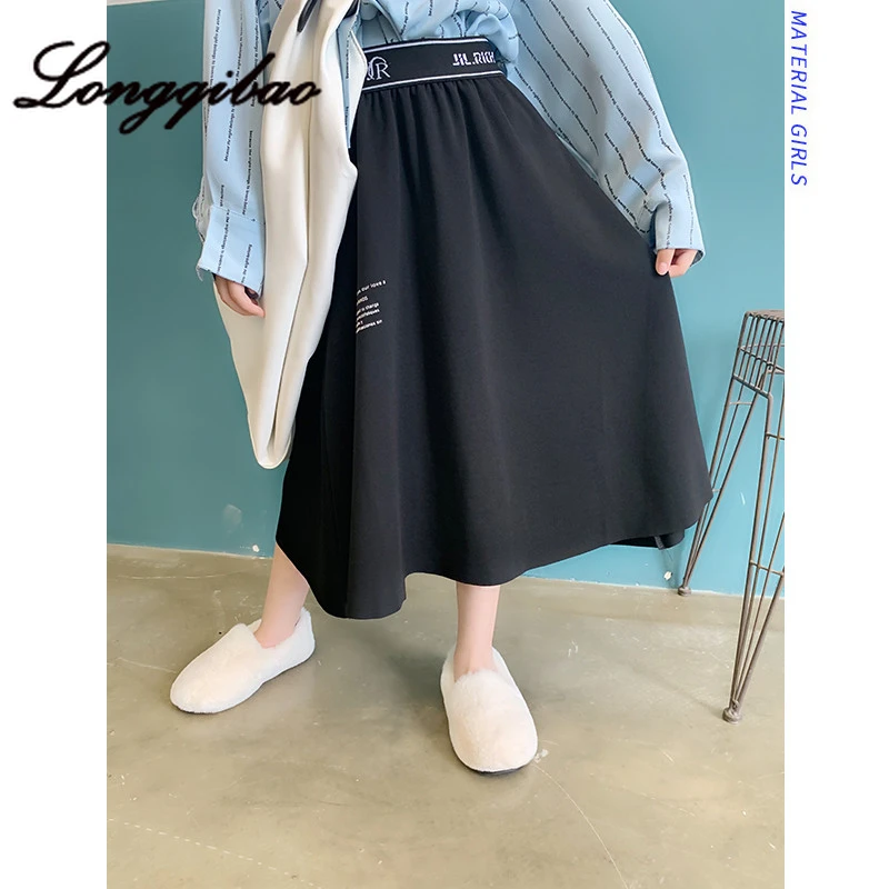 Longqibao/юбка для девочек коллекция года, Новая Осенняя детская юбка длинная юбка-зонт, свободная Однотонная юбка принцессы