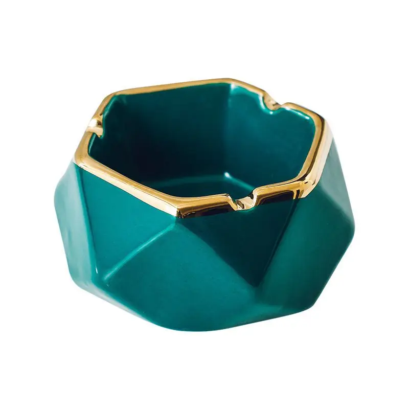 

Trend Ceramic Hexagonal Gold Rim Ashtray Black