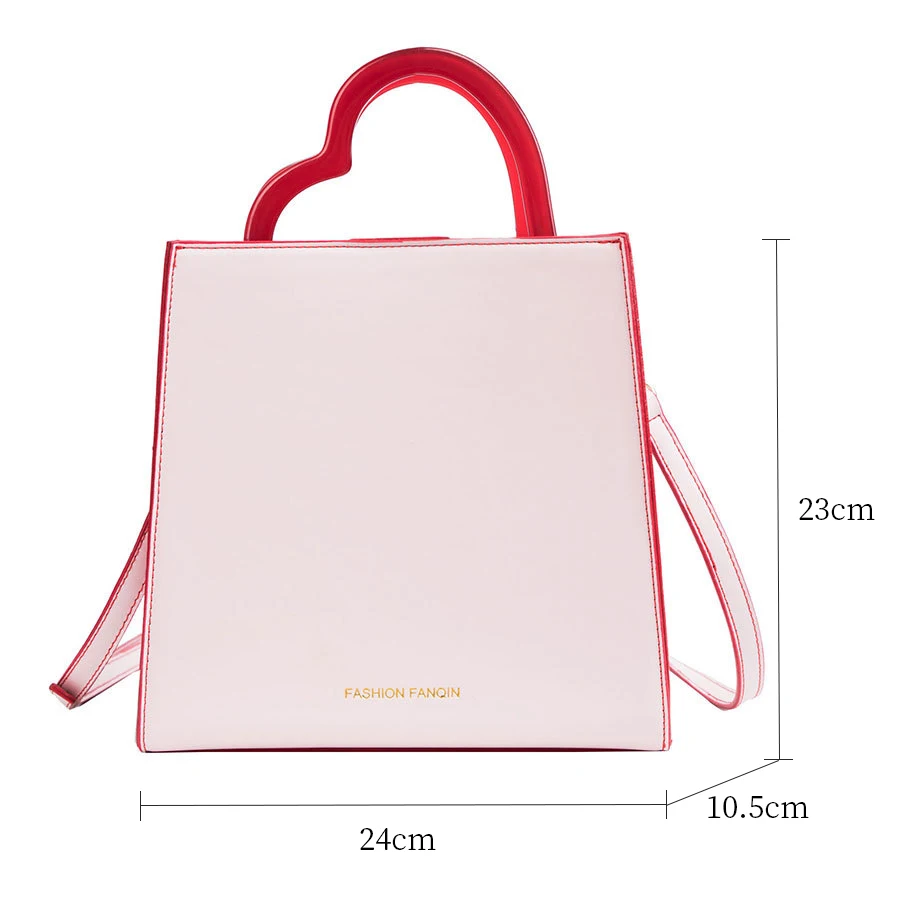 Модные женские сумки через плечо из искусственной кожи с ручкой в виде сердца