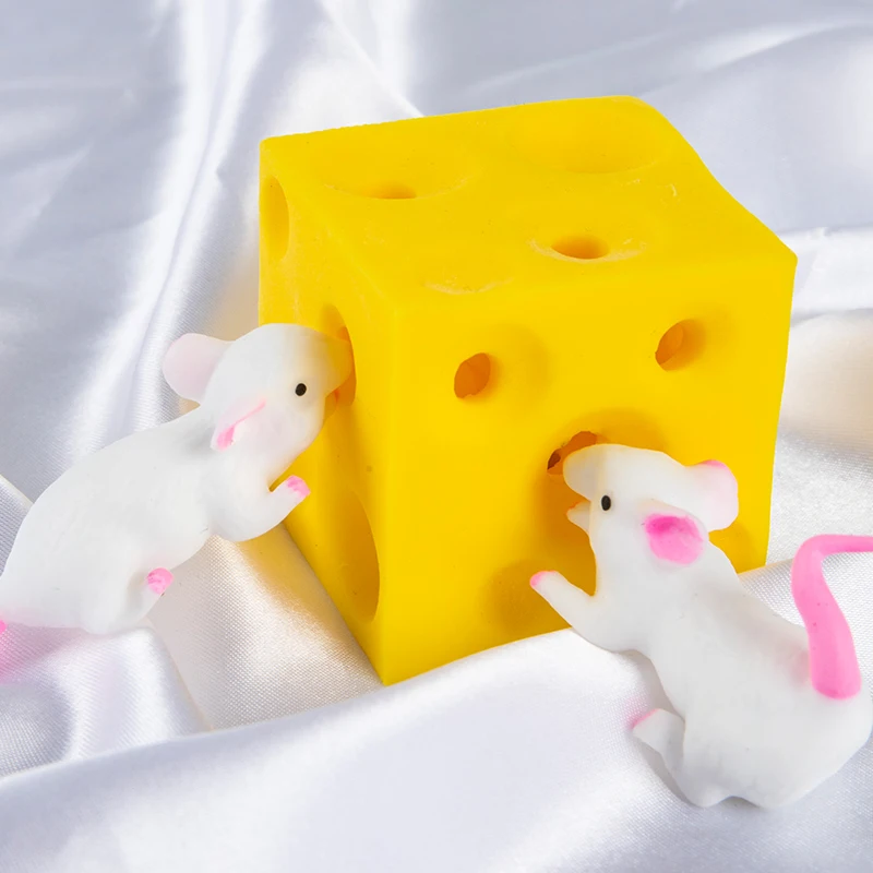 

Mouse and Cheese Toy Sloth Hide and Seek Stress Relief Toy Figures Cheese Block