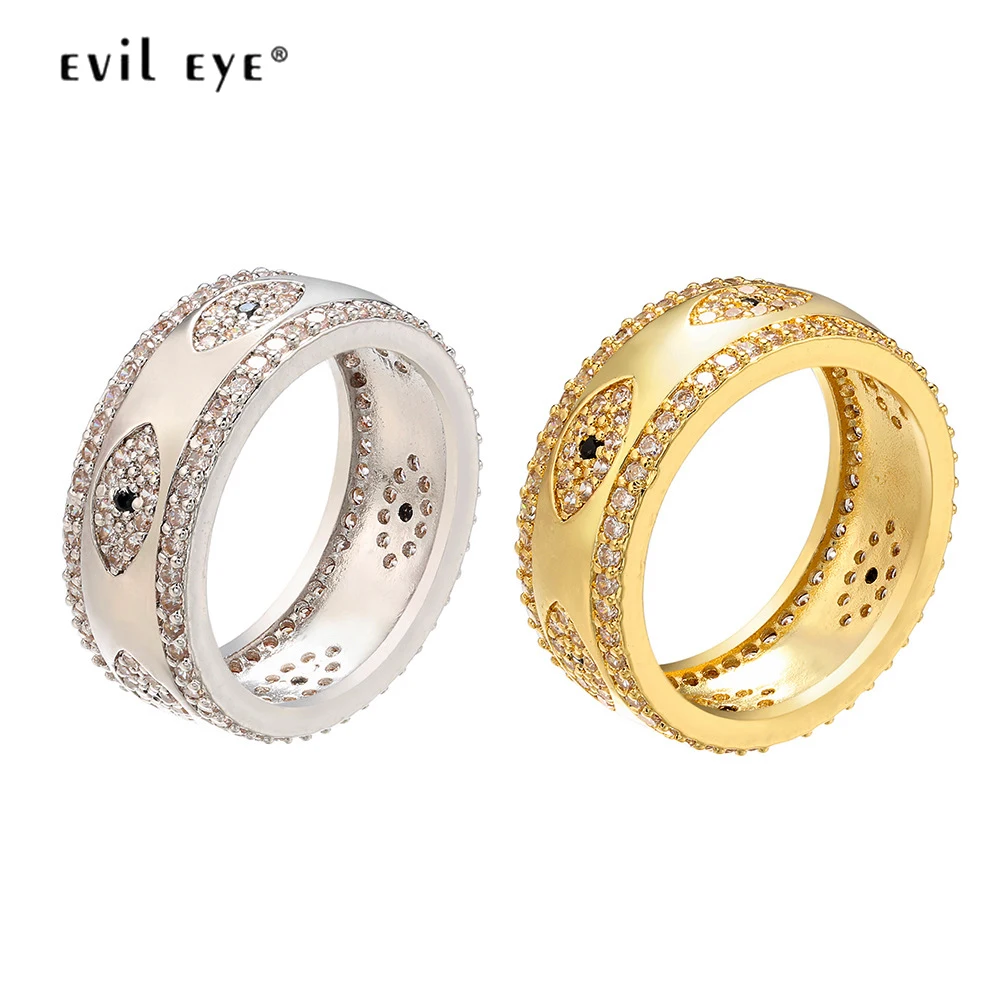С клипсами Дурной глаз Micro Pave Цирконий турецкий кольцо цвета: золотистый