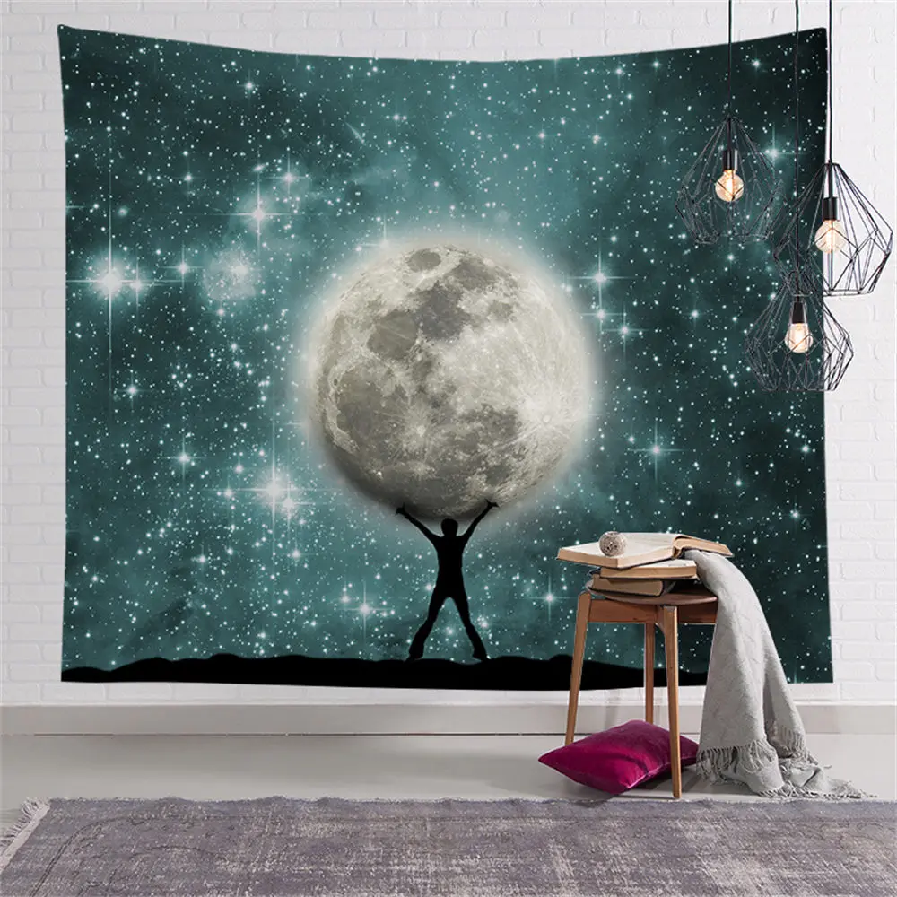 

Custom Nice Moon Beach Wolf Tapestry Hippie Boho Tapestries Wall Art Decor Hanging Fabric Living Ceiling Room CGT003