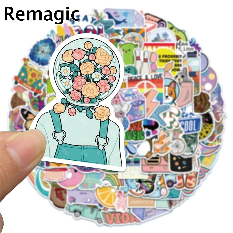 

100pcs Funny Cartoon Pretty Fresh Life Cartoon scrapbooking Stickers packs Waterproof Skateboard Suitcase Guitar Graffiti decals