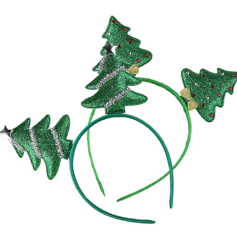 

634C Cute Plastic Christmas Tree Shape Hair Hoop Wash Face Hair Holder Party Headwear