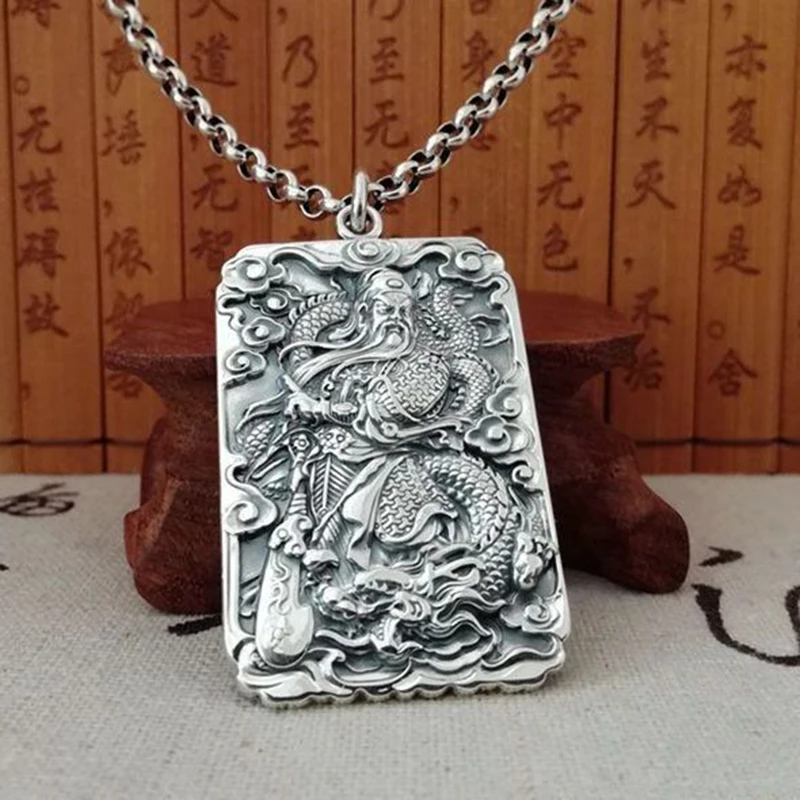 

Новый военный Бог богатства Гуань Гонг кулон властителя мужское Ретро серебряное ожерелье Защитная безопасность ювелирные изделия аксесс...