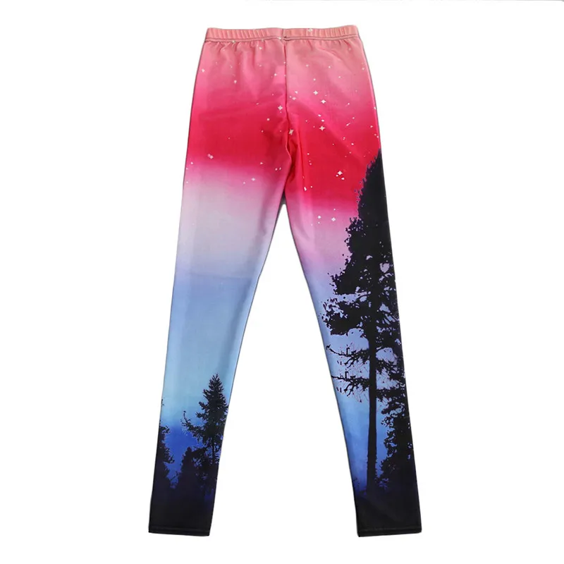 Женские красные леггинсы с принтом в виде галактических деревьев 2018 | Женская
