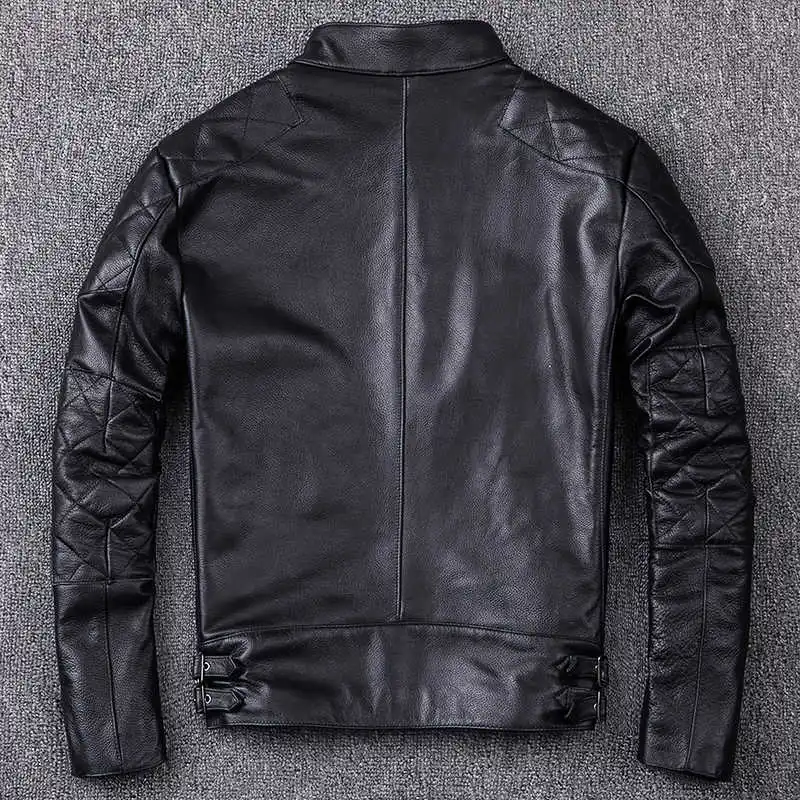 

David Genuine Beckham Leather Jacket Man's Fall Fashion Slim Real Cowhide Leather Black Short leather Mens Motorcycle Jackets