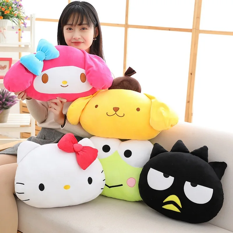

38cm Sanrio Hello Kitty Pom Pom Purin Keroppi Badtz-maru Cartoon KT Cat Warm Hand Plush Pillow Doll Cushion Stuffed Plushie Toy
