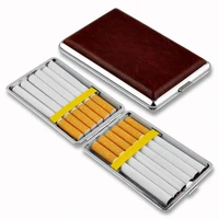 12pcs cigarette cases stainless steel cigars for tobacco cigarette box cigarette tools fashion leather cigarettes high qualtiy