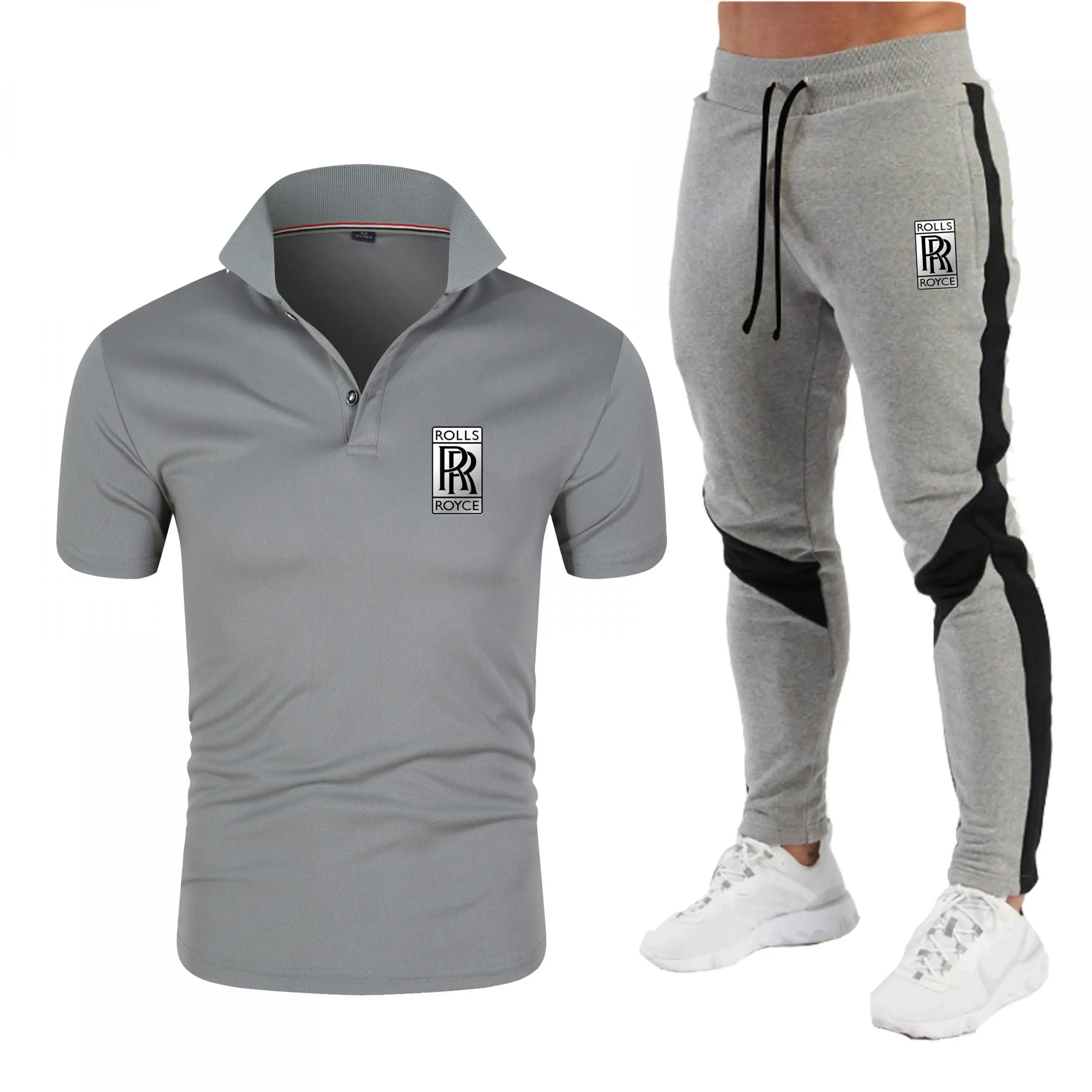 

Новинка 2021, спортивные Стрейчевые брюки для фитнеса, повседневный модный спортивный трендовый костюм + дышащая однотонная деловая рубашка-...