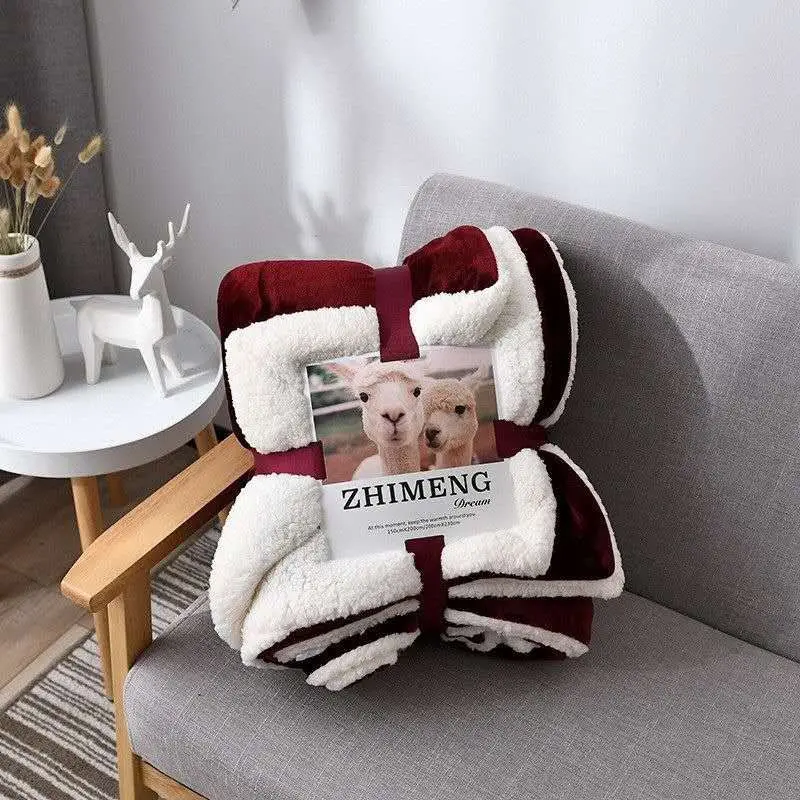

Winter Thick Woolen Blanket Warmth and Soft Lamb Wool Household Travel Single Double Double Layer Solid Color Shawl Blanket