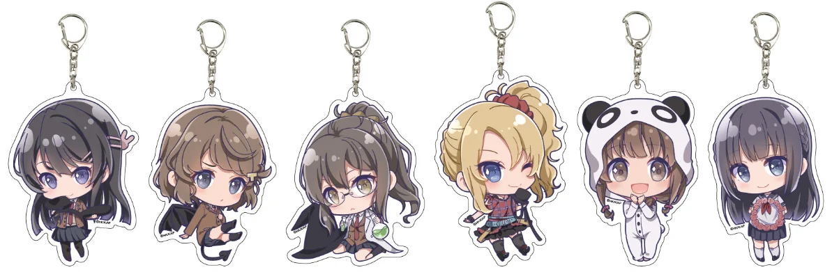 

Anime Sakurajima Mai Toyohama Nodoka Futaba Rio Cosplay PVC Figure Pendant Keychain Keyring Figure Kids Toy 536