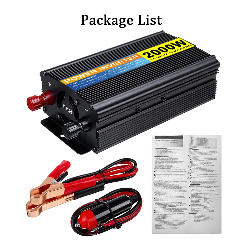 

2000W Pure Sine Wave Inverter DC 12V/24V To AC 220V 2000W Voltage Transformer Power Converter DC12V/24V to AC 220V Car Inverter